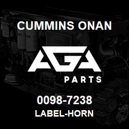 0098-7238 Cummins Onan LABEL-HORN | AGA Parts