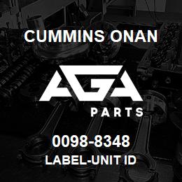 0098-8348 Cummins Onan LABEL-UNIT ID | AGA Parts