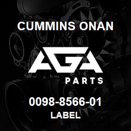 0098-8566-01 Cummins Onan LABEL | AGA Parts