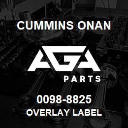 0098-8825 Cummins Onan OVERLAY LABEL | AGA Parts