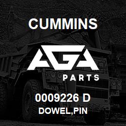 0009226 D Cummins DOWEL,PIN | AGA Parts