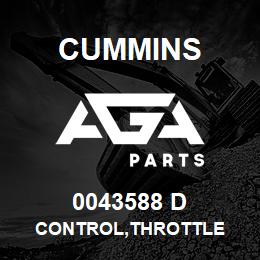 0043588 D Cummins CONTROL,THROTTLE | AGA Parts