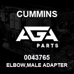 0043765 Cummins ELBOW,MALE ADAPTER | AGA Parts