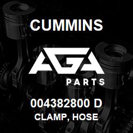 004382800 D Cummins CLAMP, HOSE | AGA Parts