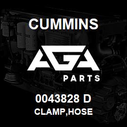0043828 D Cummins CLAMP,HOSE | AGA Parts