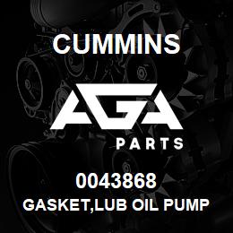 0043868 Cummins GASKET,LUB OIL PUMP COVER | AGA Parts