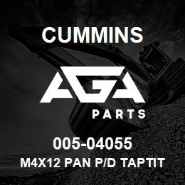 005-04055 Cummins M4X12 PAN P/D TAPTITE SCR SZP | AGA Parts