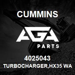 4025043 Cummins TURBOCHARGER,HX35 WASTEGA | AGA Parts