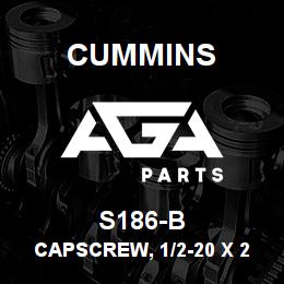 S186-B Cummins Capscrew, 1/2-20 x 2.75 | AGA Parts