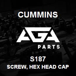 S187 Cummins Screw, Hex Head Cap | AGA Parts