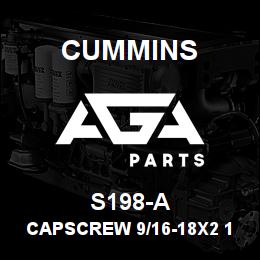 S198-A Cummins CAPSCREW 9/16-18X2 1/2 | AGA Parts