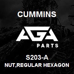 S203-A Cummins NUT,REGULAR HEXAGON JAM | AGA Parts