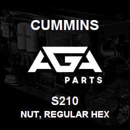 S210 Cummins Nut, Regular Hex | AGA Parts