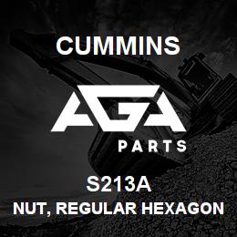 S213A Cummins NUT, REGULAR HEXAGON JAM | AGA Parts