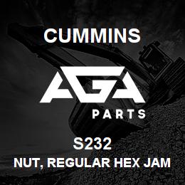 S232 Cummins Nut, Regular Hex Jam | AGA Parts