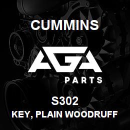 S302 Cummins KEY, PLAIN WOODRUFF | AGA Parts