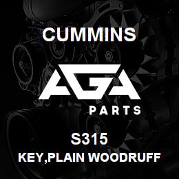 S315 Cummins KEY,PLAIN WOODRUFF | AGA Parts