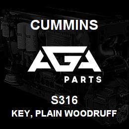 S316 Cummins KEY, PLAIN WOODRUFF | AGA Parts