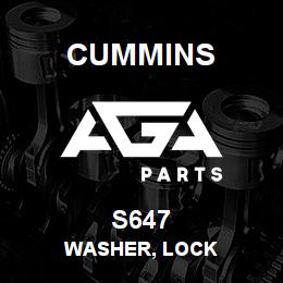 S647 Cummins Washer, Lock | AGA Parts