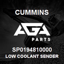 SP0194810000 Cummins LOW COOLANT SENDER | AGA Parts