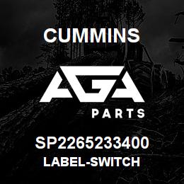 SP2265233400 Cummins LABEL-SWITCH | AGA Parts