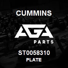 ST0058310 Cummins PLATE | AGA Parts