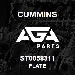 ST0058311 Cummins PLATE | AGA Parts