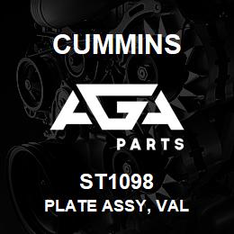 ST1098 Cummins PLATE ASSY, VAL | AGA Parts