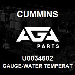 U0034602 Cummins GAUGE-WATER TEMPERATURE 12V | AGA Parts