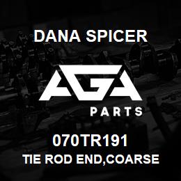 070TR191 Dana TIE ROD END,COARSE | AGA Parts