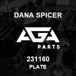 231160 Dana PLATE | AGA Parts