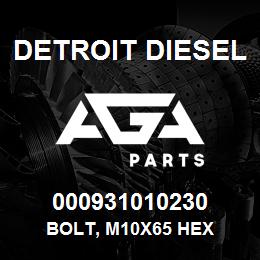 000931010230 Detroit Diesel Bolt, M10x65 Hex | AGA Parts