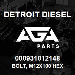 000931012148 Detroit Diesel Bolt, M12x100 Hex | AGA Parts
