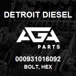 000931016092 Detroit Diesel Bolt, Hex | AGA Parts