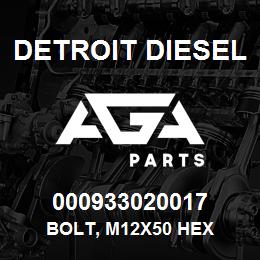 000933020017 Detroit Diesel Bolt, M12x50 Hex | AGA Parts