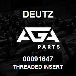 00091647 Deutz THREADED INSERT | AGA Parts