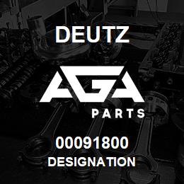 00091800 Deutz DESIGNATION | AGA Parts
