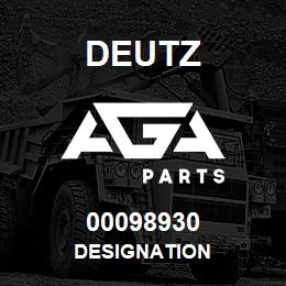 00098930 Deutz DESIGNATION | AGA Parts