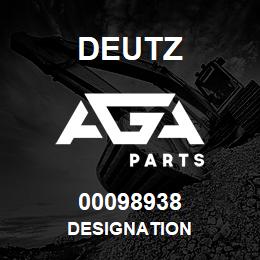 00098938 Deutz DESIGNATION | AGA Parts