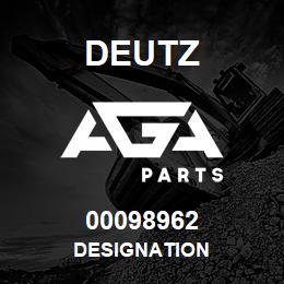 00098962 Deutz DESIGNATION | AGA Parts