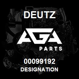00099192 Deutz DESIGNATION | AGA Parts