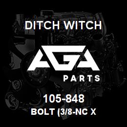 105-848 Ditch Witch BOLT (3/8-NC X | AGA Parts