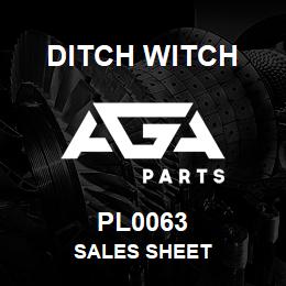 PL0063 Ditch Witch SALES SHEET | AGA Parts