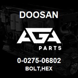0-0275-06802 Doosan BOLT,HEX | AGA Parts