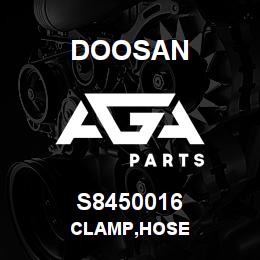 S8450016 Doosan CLAMP,HOSE | AGA Parts