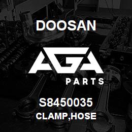 S8450035 Doosan CLAMP,HOSE | AGA Parts