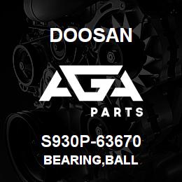 S930P-63670 Doosan BEARING,BALL | AGA Parts