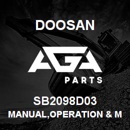 SB2098D03 Doosan MANUAL,OPERATION & MAINTENANCE | AGA Parts