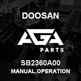 SB2360A00 Doosan MANUAL,OPERATION | AGA Parts