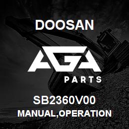 SB2360V00 Doosan MANUAL,OPERATION | AGA Parts